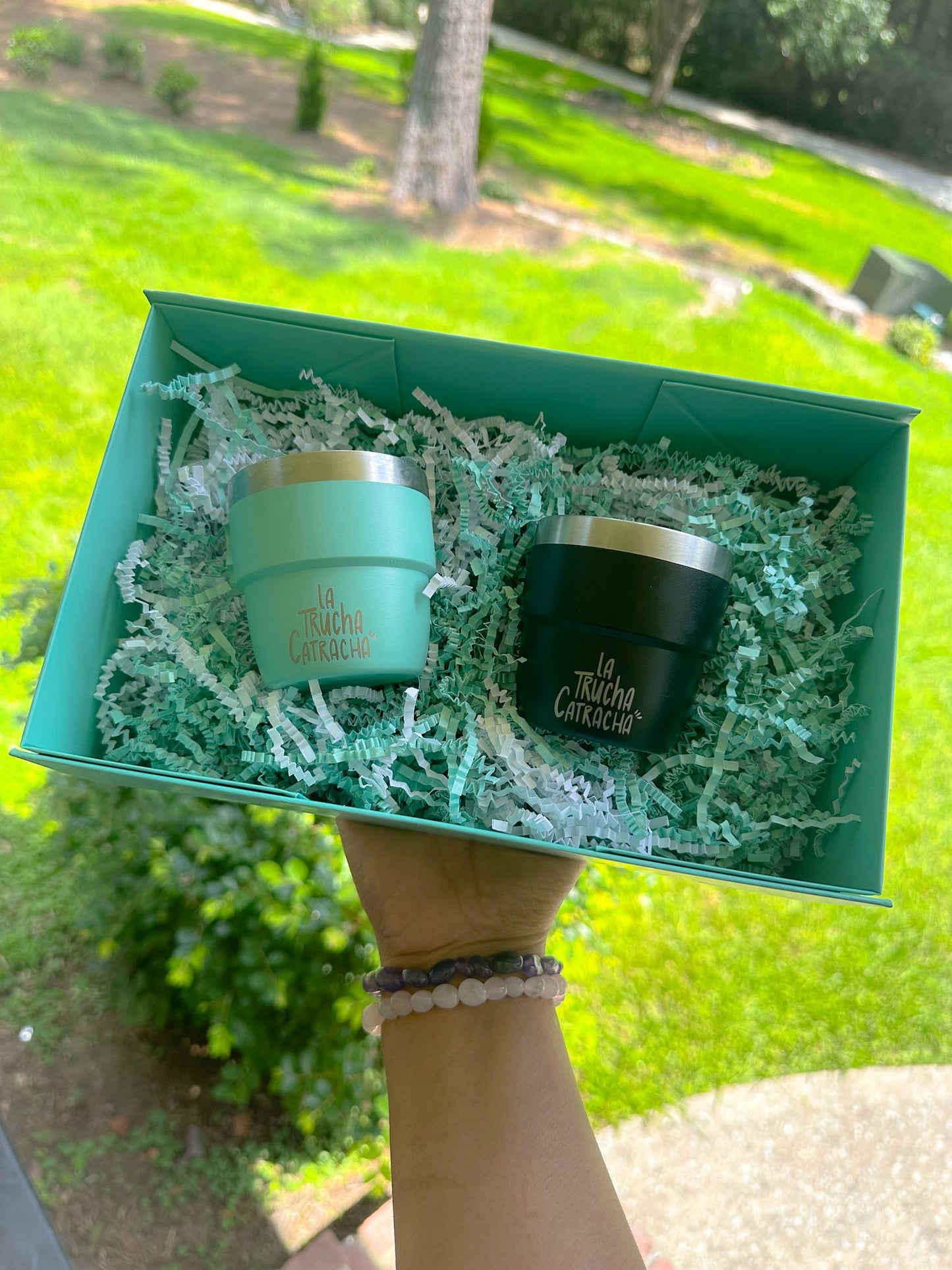 4oz Espresso Tumbler – Black & Teal