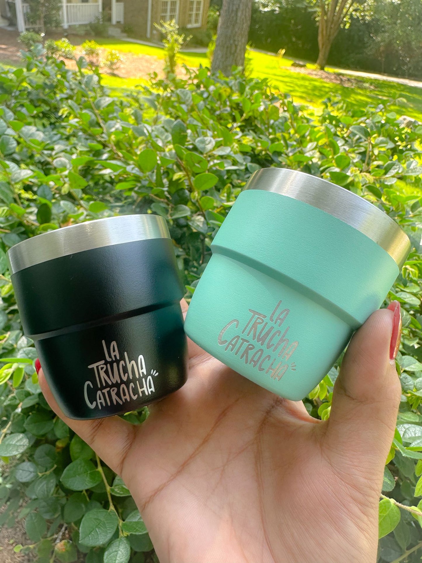 4oz Espresso Tumbler – Black & Teal